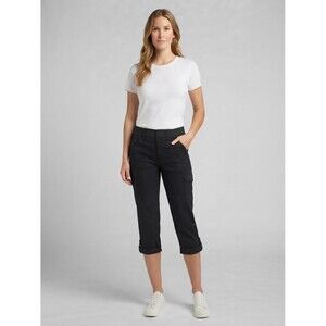 Lee Easy Fit Cargo Capri Pants Women's Size 16 Petite Black Stretch Utility